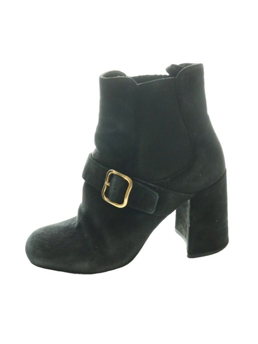 Prada Suede Ankle Boots Side Gore Short Black SS 35